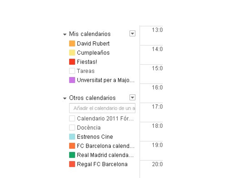 Calendario con más calendarios personales y calendarios
        compartidos