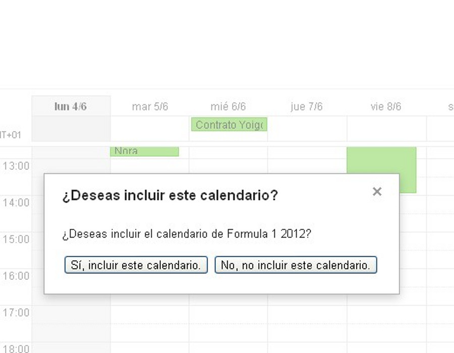 Al pinchar el icono, se insertarán en nuestro calendario