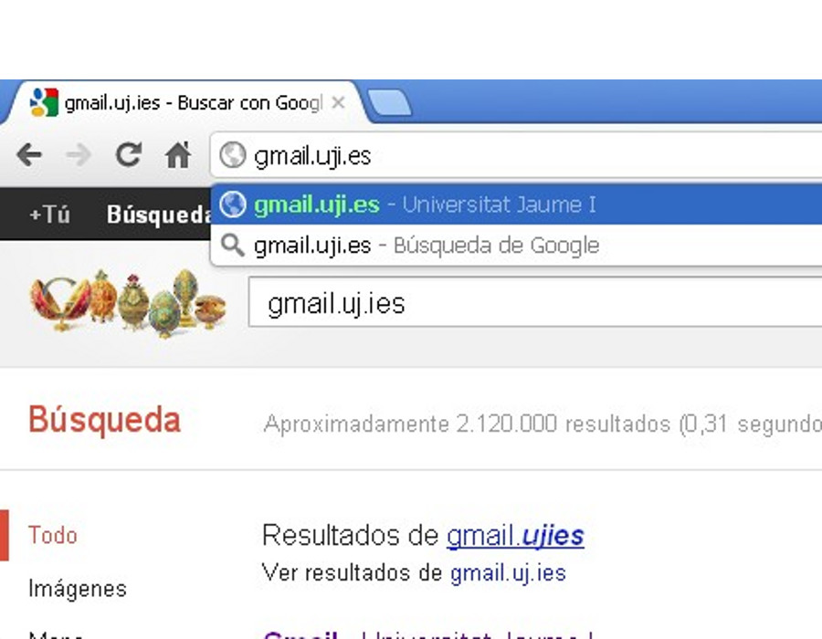 Entramos en un navegador a http://gmail.uji.es