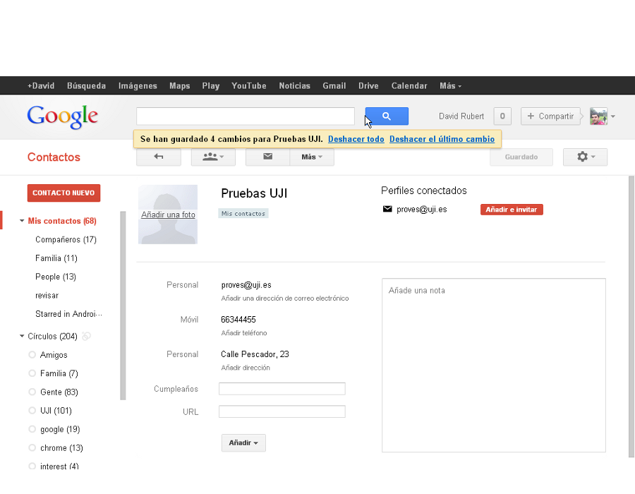 Contactos con Google Contacts