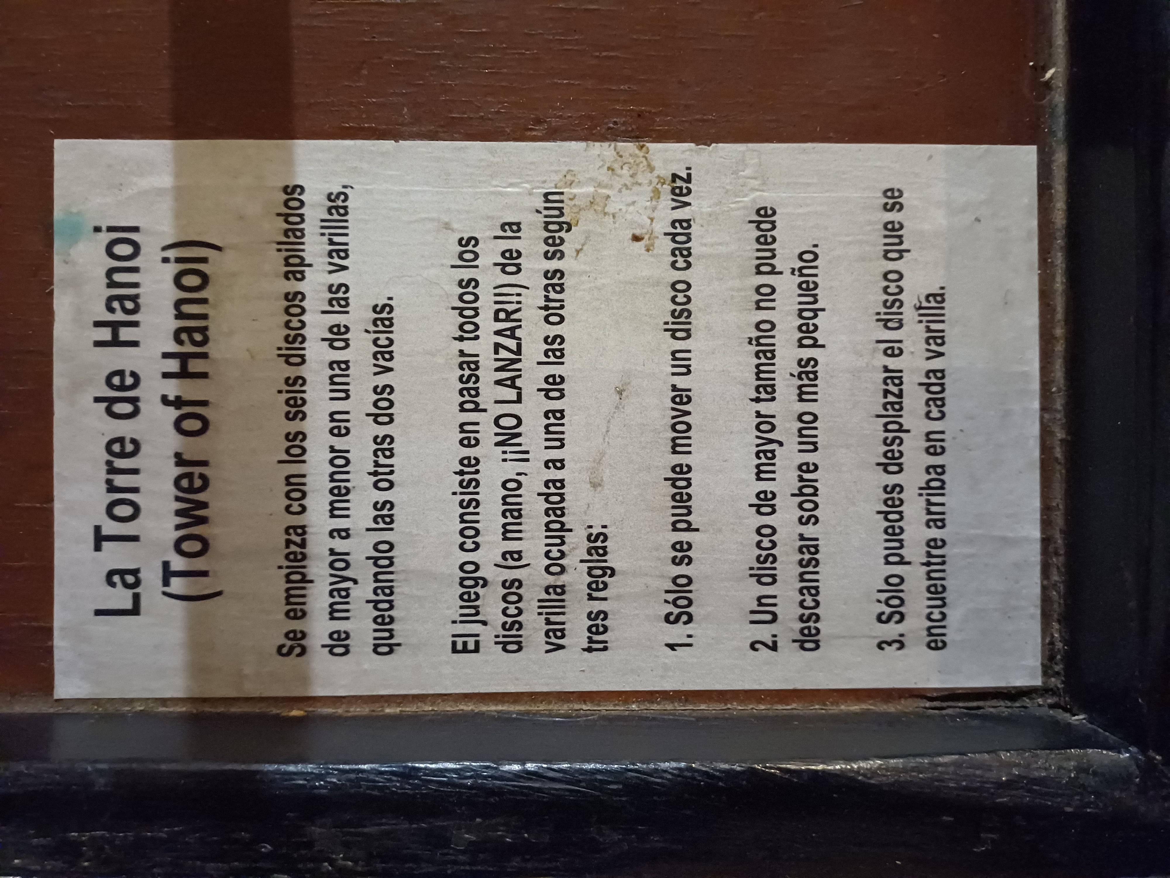 Torres de Hanoi - instrucciones